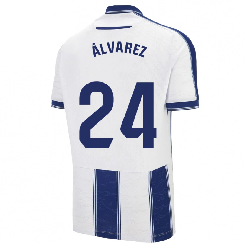 Danxen Barn Carlos Álvarez #24 Marinblå Vit Bortatröja Matchtröjor 2025/26 Tröjor T-Tröja