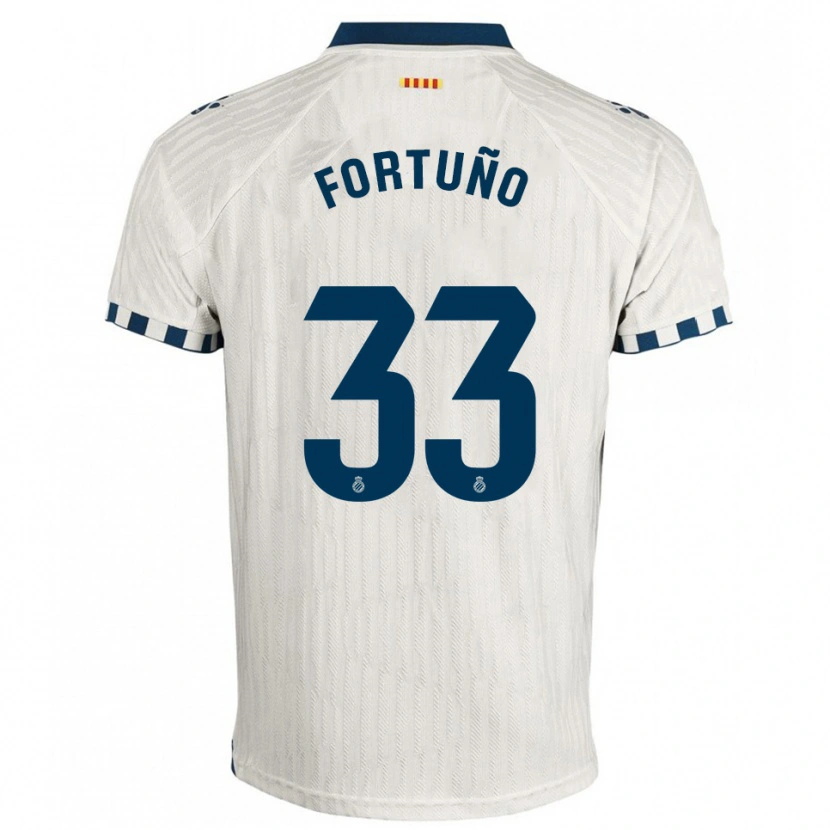 Danxen Barn Ángel Fortuño #33 Vit Blå Bortatröja Matchtröjor 2025/26 Tröjor T-Tröja
