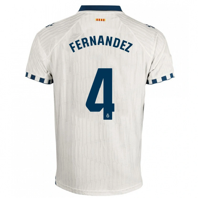 Danxen Barn Marcos Fernández #4 Vit Blå Bortatröja Matchtröjor 2025/26 Tröjor T-Tröja