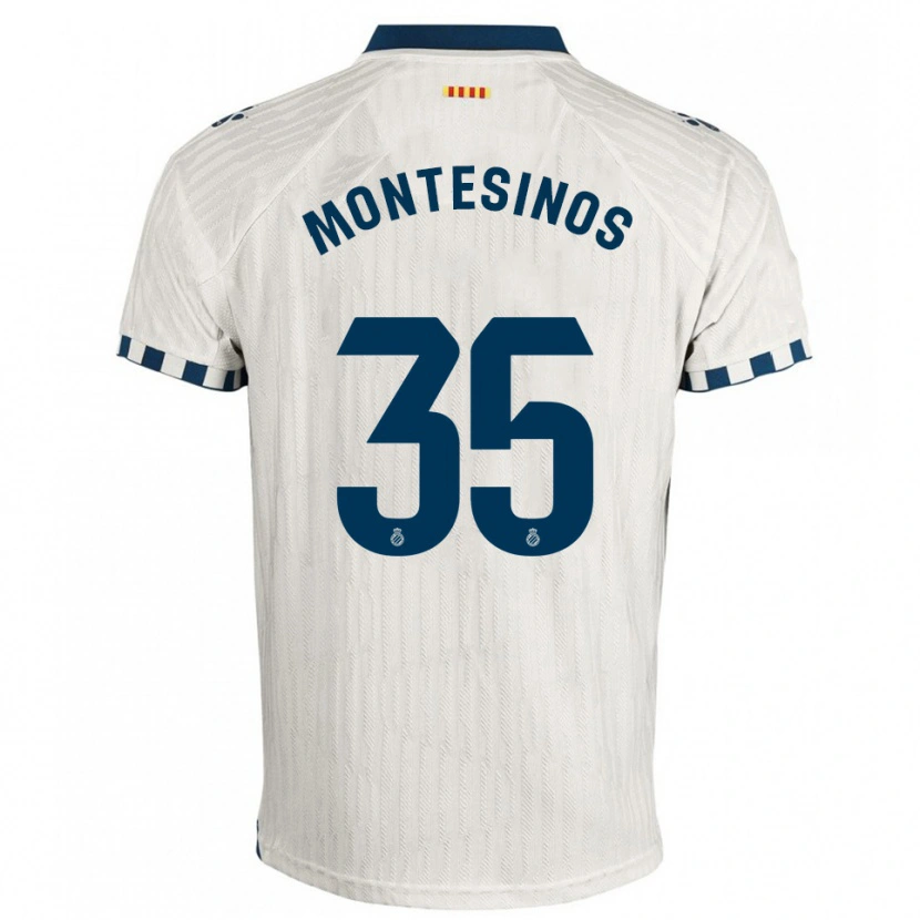 Danxen Barn Pol Montesinos #35 Vit Blå Bortatröja Matchtröjor 2025/26 Tröjor T-Tröja