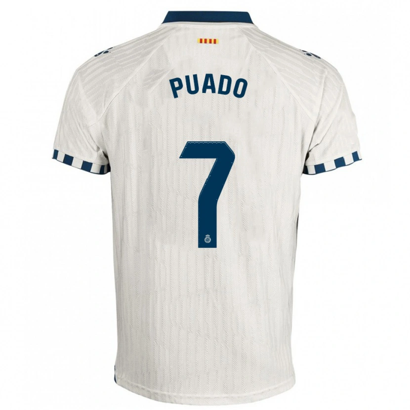 Danxen Barn Javi Puado #7 Vit Blå Bortatröja Matchtröjor 2025/26 Tröjor T-Tröja