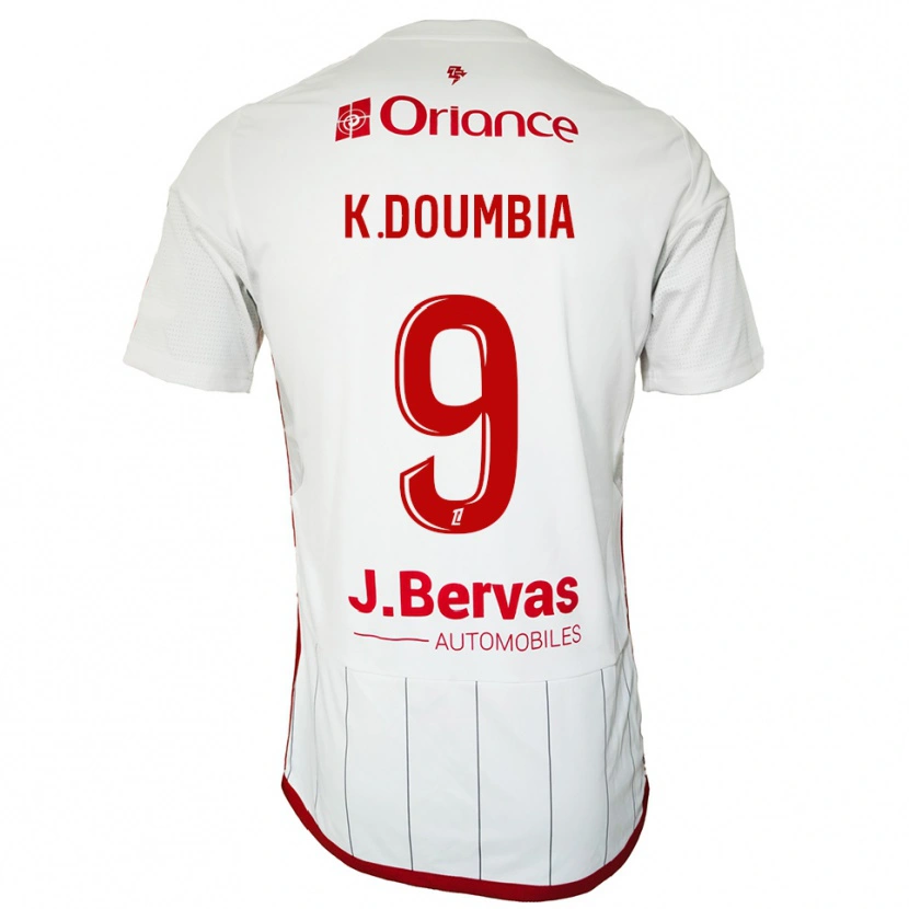 Danxen Barn Kamory Doumbia #9 Vit Röd Bortatröja Matchtröjor 2025/26 Tröjor T-Tröja