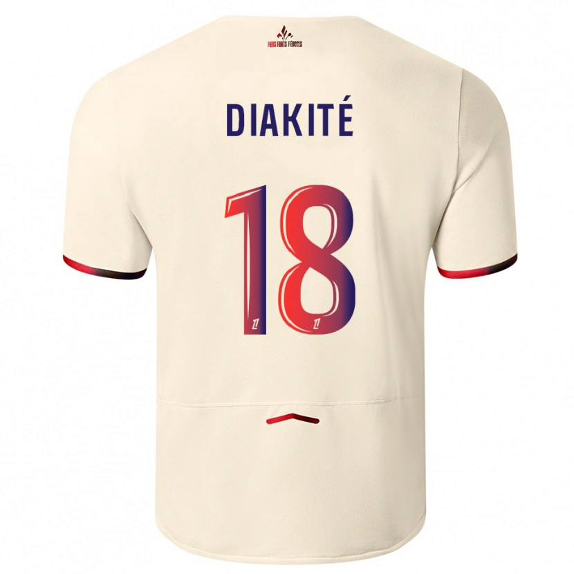 Danxen Barn Bafodé Diakité #18 Off-White Röd Bortatröja Matchtröjor 2025/26 Tröjor T-Tröja