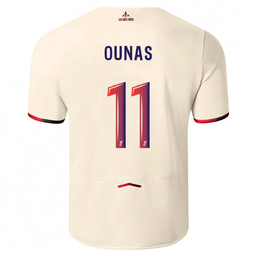 Danxen Barn Adam Ounas #11 Off-White Röd Bortatröja Matchtröjor 2025/26 Tröjor T-Tröja