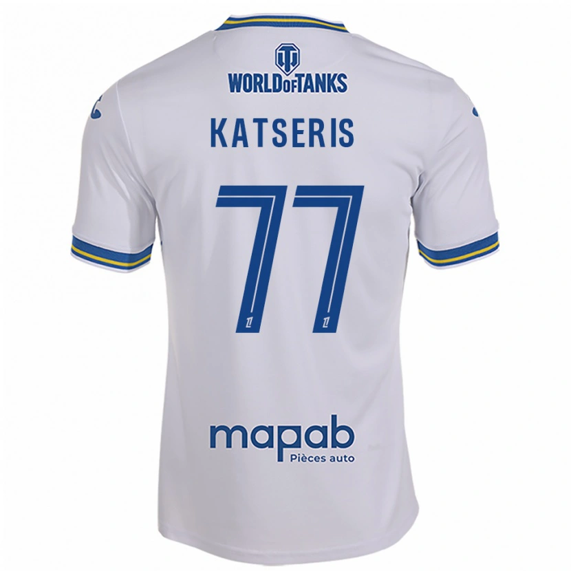 Danxen Barn Panos Katseris #77 Vit Himmelsblå Bortatröja Matchtröjor 2025/26 Tröjor T-Tröja