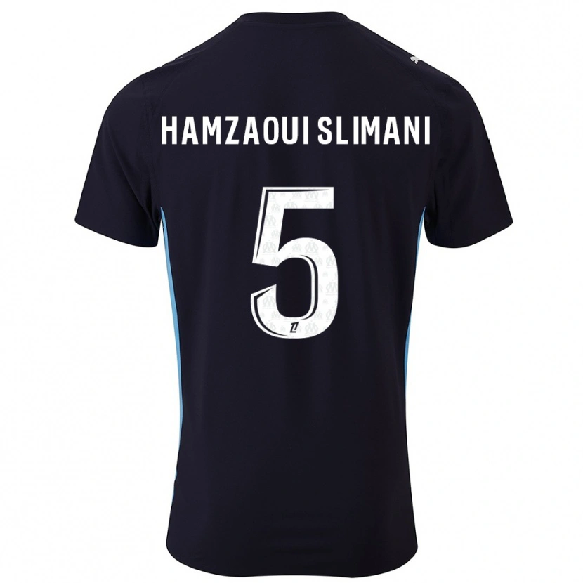 Danxen Barn Hilan Hamzaoui Slimani #5 Svart Himmelsblå Bortatröja Matchtröjor 2025/26 Tröjor T-Tröja