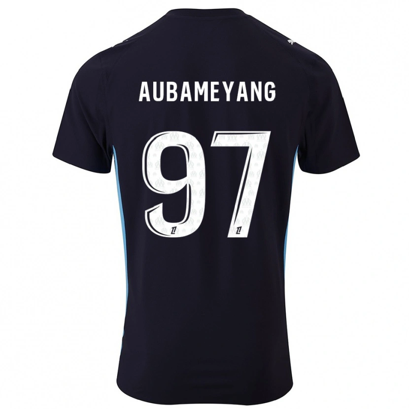 Danxen Barn Pierre-Emerick Aubameyang #97 Svart Himmelsblå Bortatröja Matchtröjor 2025/26 Tröjor T-Tröja