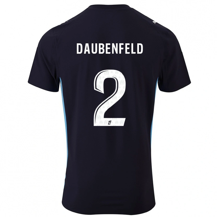 Danxen Barn Lucas Daubenfeld #2 Svart Himmelsblå Bortatröja Matchtröjor 2025/26 Tröjor T-Tröja