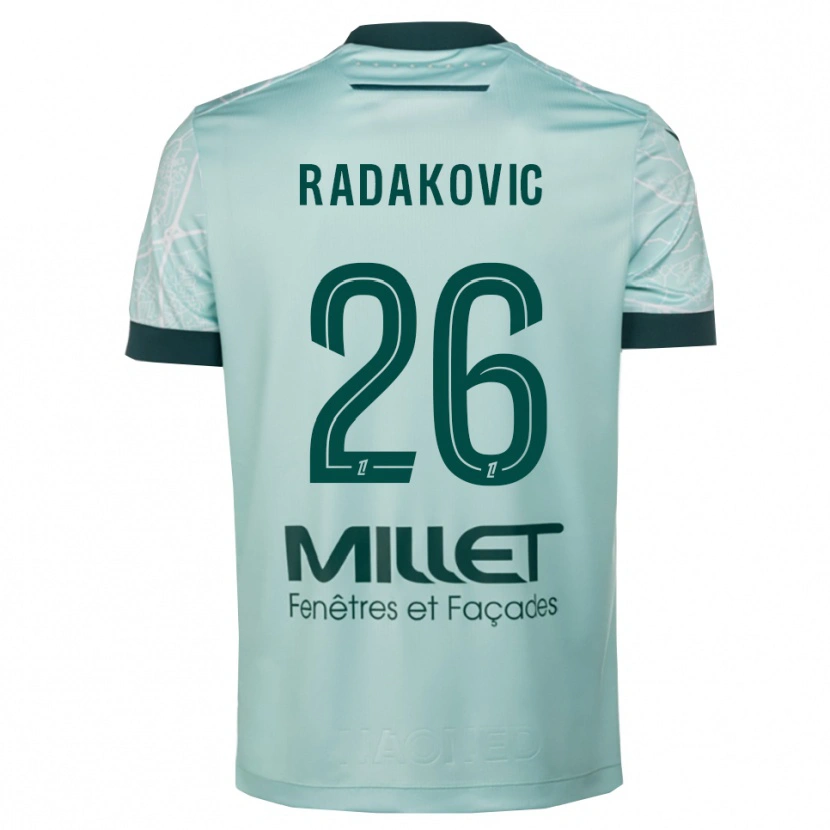 Danxen Barn Uros Radakovic #26 Grön Vit Bortatröja Matchtröjor 2025/26 Tröjor T-Tröja