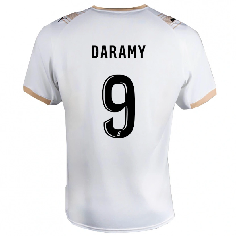 Danxen Barn Mohamed Daramy #9 Vit Svart Bortatröja Matchtröjor 2025/26 Tröjor T-Tröja