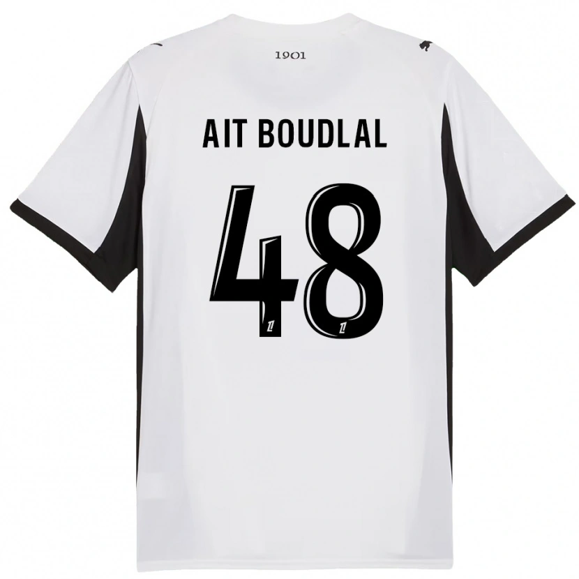 Danxen Barn Abdelhamid Ait Boudlal #48 Vit Svart Bortatröja Matchtröjor 2025/26 Tröjor T-Tröja