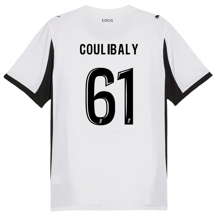 Danxen Barn Joël-Emmanuel Coulibaly #61 Vit Svart Bortatröja Matchtröjor 2025/26 Tröjor T-Tröja