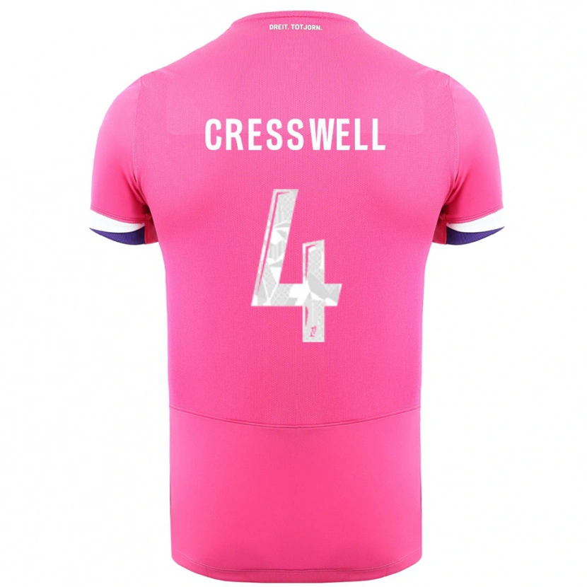 Danxen Barn Charlie Cresswell #4 Rosa Vit Bortatröja Matchtröjor 2025/26 Tröjor T-Tröja