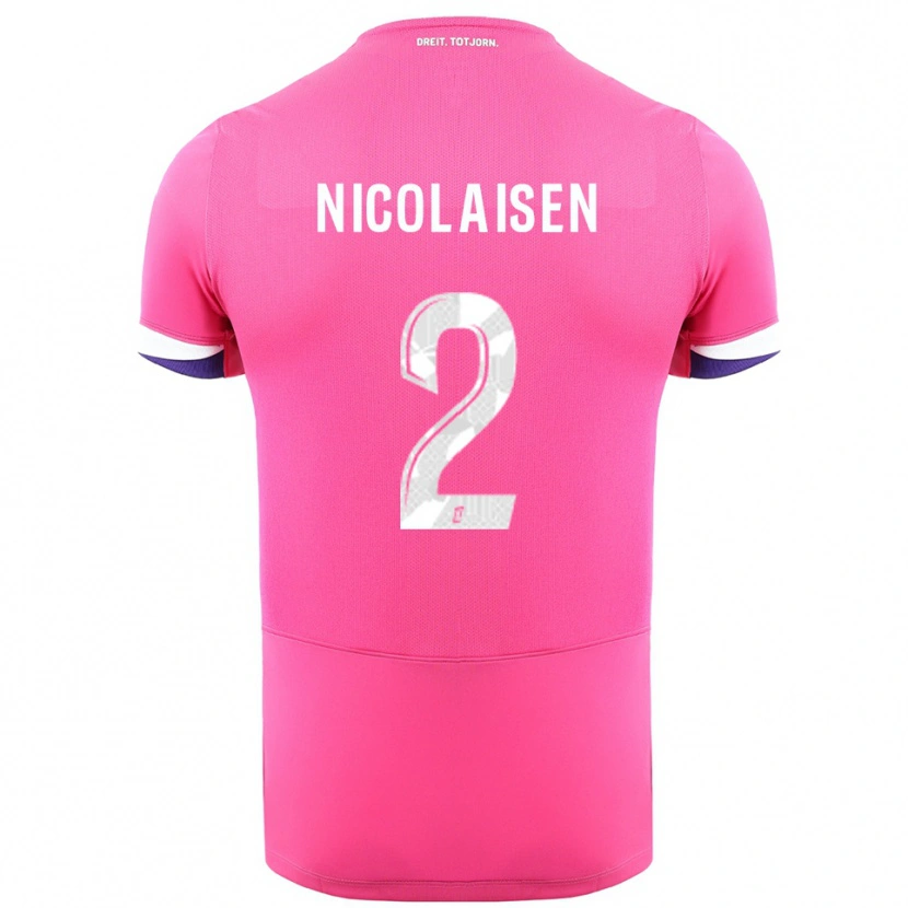 Danxen Barn Rasmus Nicolaisen #2 Rosa Vit Bortatröja Matchtröjor 2025/26 Tröjor T-Tröja