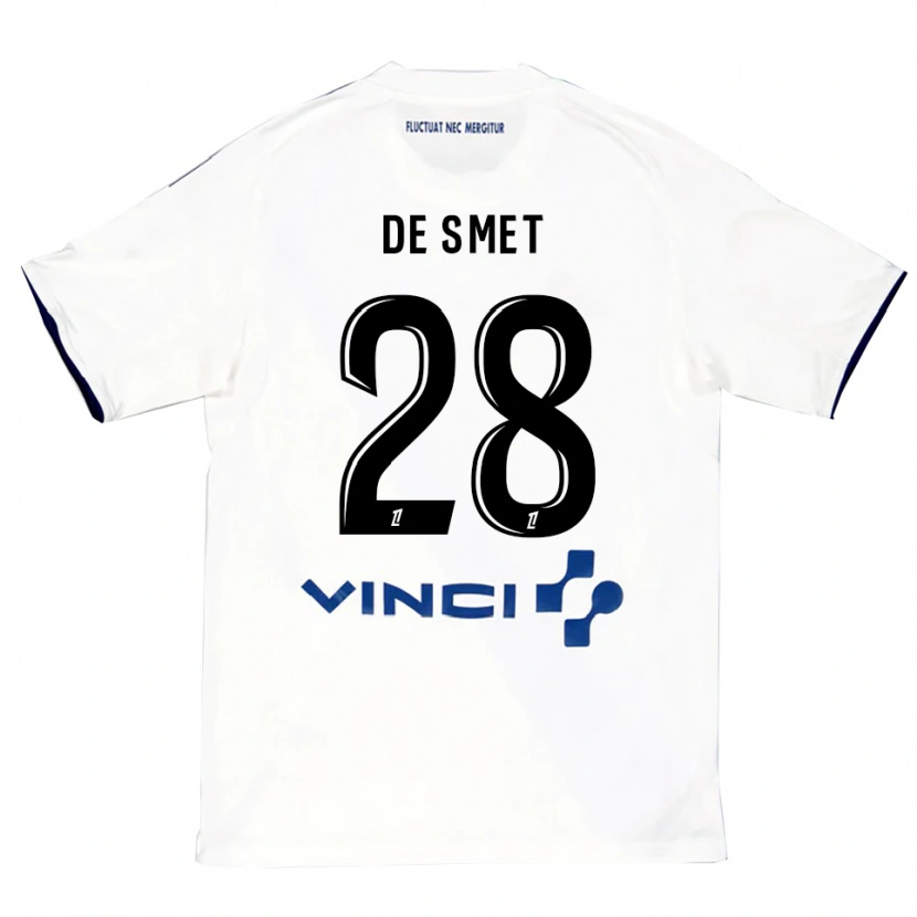 Danxen Barn Thibault De Smet #28 Vit Blå Bortatröja Matchtröjor 2025/26 Tröjor T-Tröja