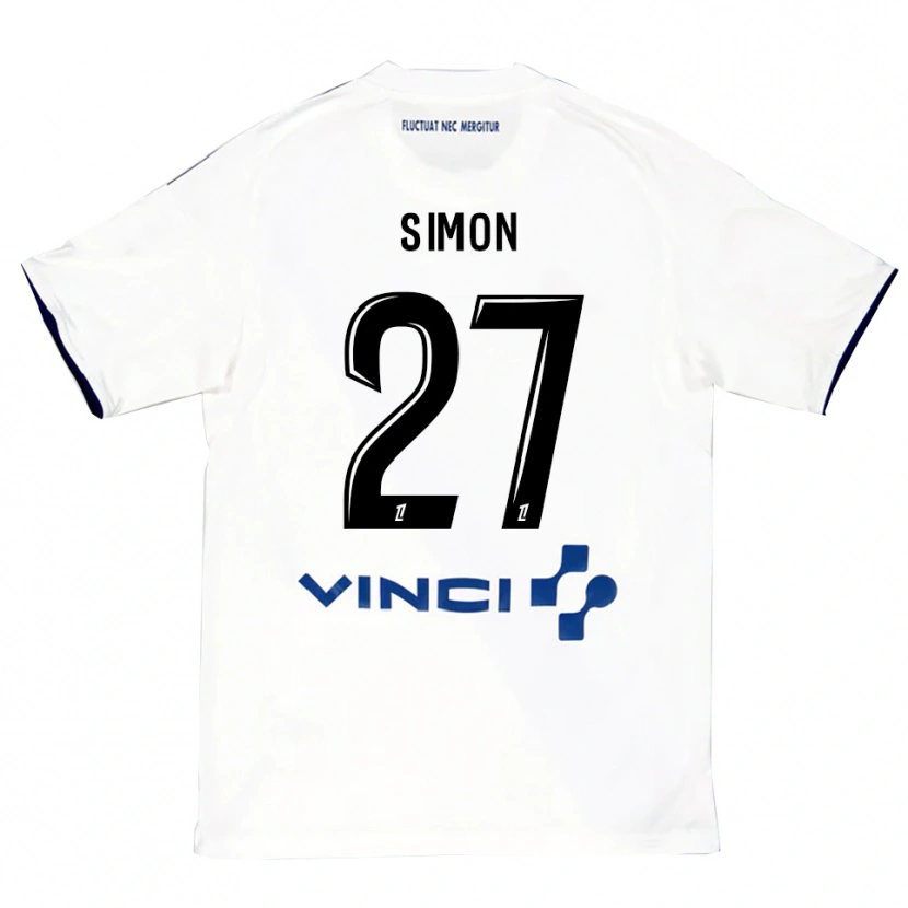 Danxen Barn Moses Simon #27 Vit Blå Bortatröja Matchtröjor 2025/26 Tröjor T-Tröja