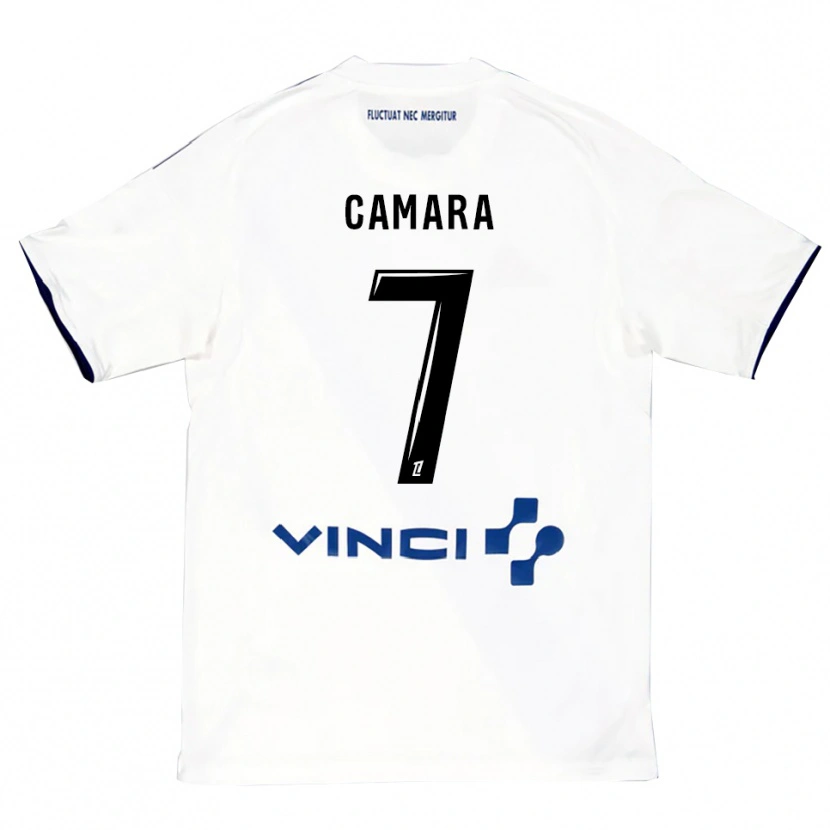 Danxen Barn Ismaël Camara #7 Vit Blå Bortatröja Matchtröjor 2025/26 Tröjor T-Tröja