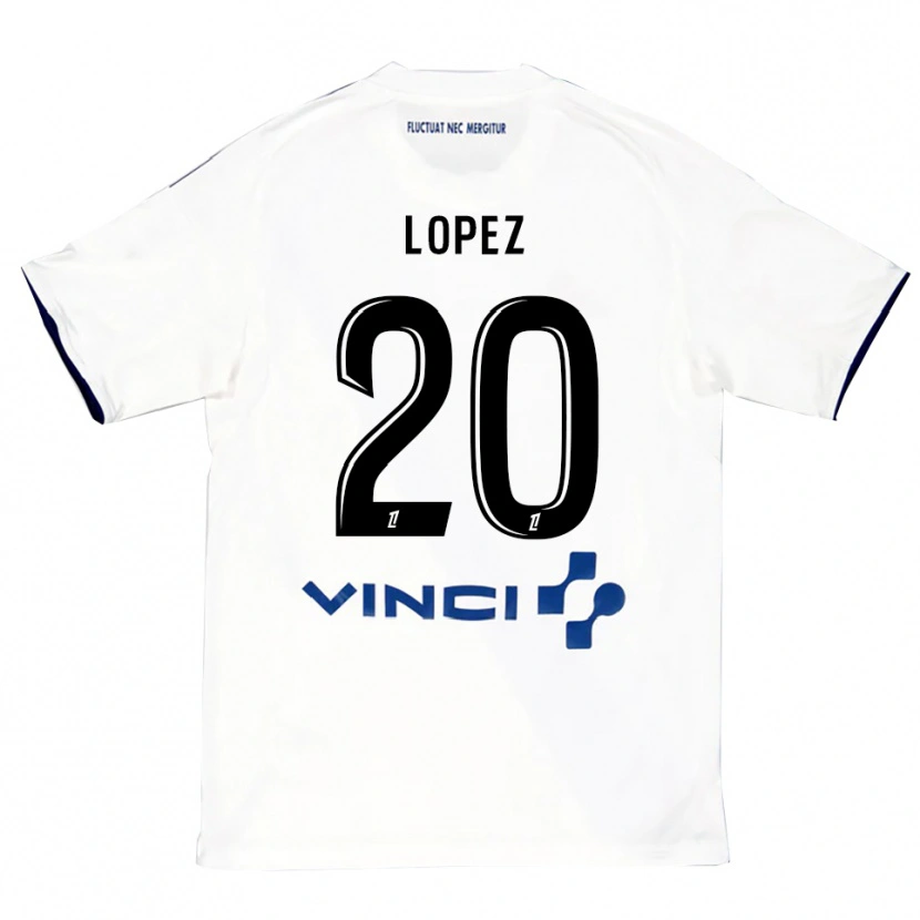 Danxen Barn Julien Lopez #20 Vit Blå Bortatröja Matchtröjor 2025/26 Tröjor T-Tröja