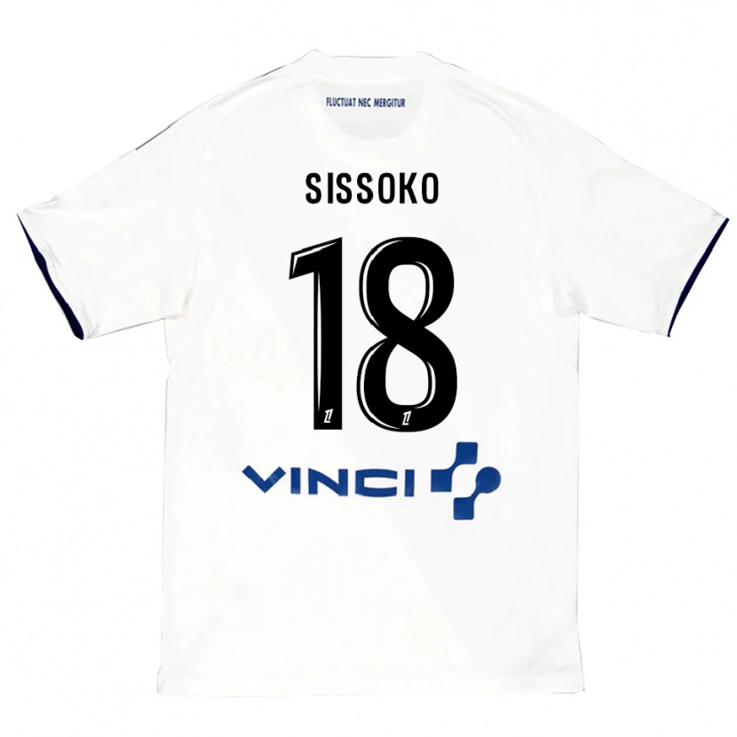 Danxen Barn Omar Sissoko #18 Vit Blå Bortatröja Matchtröjor 2025/26 Tröjor T-Tröja