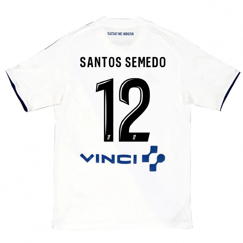 Danxen Barn Ilyes Dos Santos Semedo #12 Vit Blå Bortatröja Matchtröjor 2025/26 Tröjor T-Tröja
