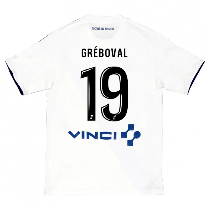 Danxen Barn Théa Gréboval #19 Vit Blå Bortatröja Matchtröjor 2025/26 Tröjor T-Tröja