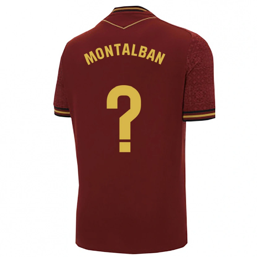 Danxen Barn Sergio Montalbán #0 Bourgogne Guld Bortatröja Matchtröjor 2025/26 Tröjor T-Tröja