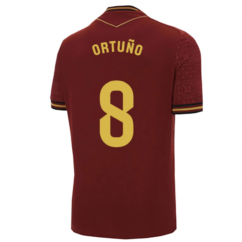 Danxen Barn Sergio Ortuño #8 Bourgogne Guld Bortatröja Matchtröjor 2025/26 Tröjor T-Tröja