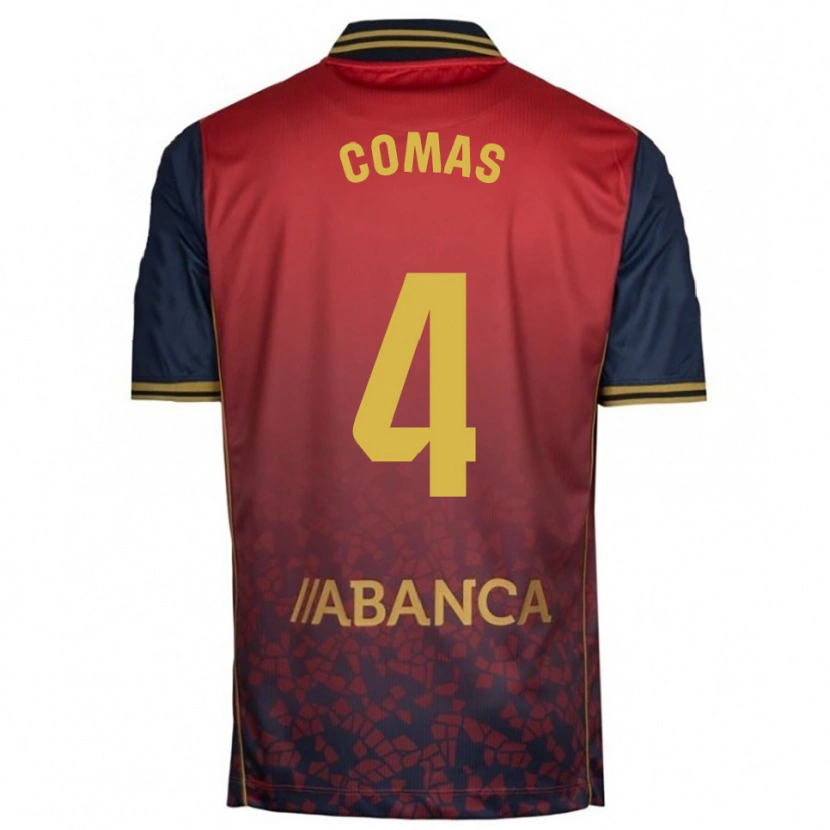 Danxen Barn Arnau Comas #4 Röd Marinblå Bortatröja Matchtröjor 2025/26 Tröjor T-Tröja