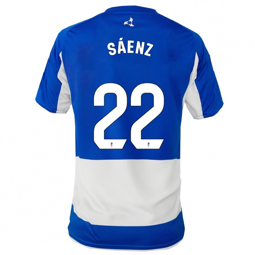 Danxen Barn Pablo Sáenz #22 Blå Vit Bortatröja Matchtröjor 2025/26 Tröjor T-Tröja