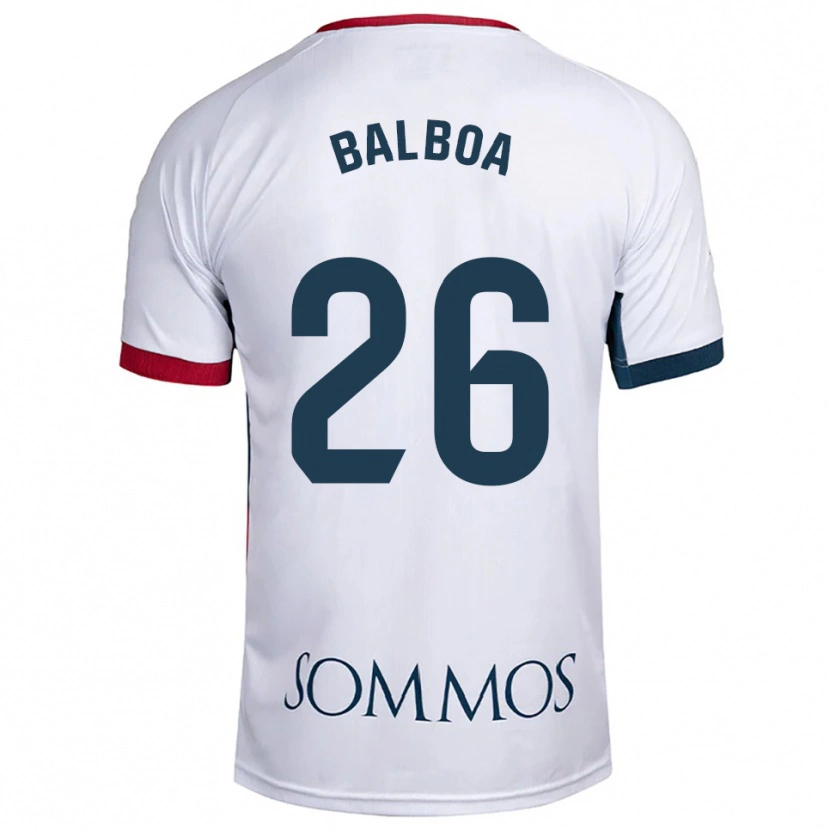 Danxen Barn Álex Balboa #26 Vit Röd Bortatröja Matchtröjor 2025/26 Tröjor T-Tröja