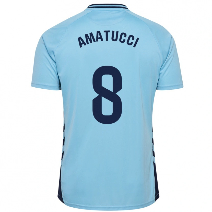 Danxen Barn Lorenzo Amatucci #8 Himmelsblå Bortatröja Matchtröjor 2025/26 Tröjor T-Tröja