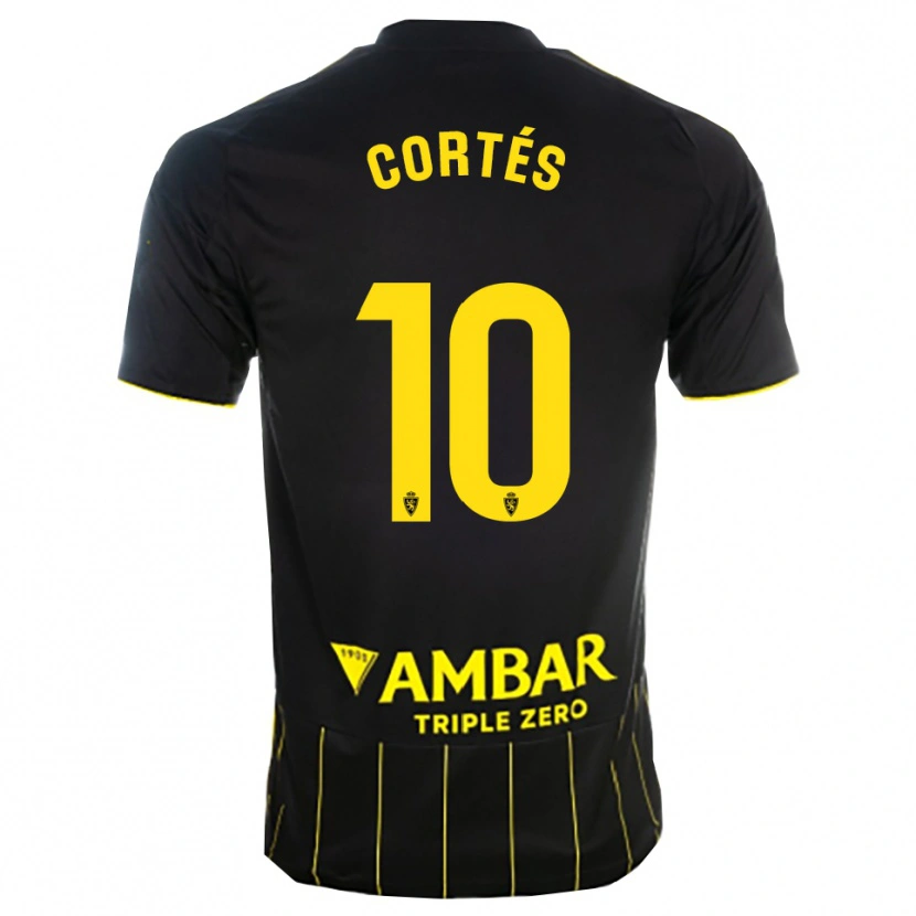 Danxen Barn Pablo Cortés #10 Svart Gul Bortatröja Matchtröjor 2025/26 Tröjor T-Tröja