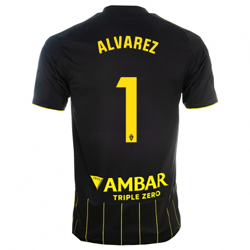 Danxen Barn Cristian Álvarez #1 Svart Gul Bortatröja Matchtröjor 2025/26 Tröjor T-Tröja