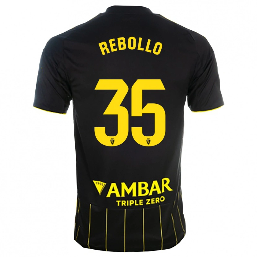 Danxen Barn Dani Rebollo #35 Svart Gul Bortatröja Matchtröjor 2025/26 Tröjor T-Tröja