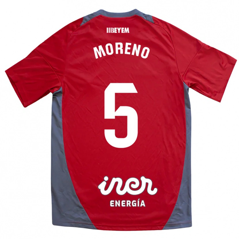 Danxen Barn Javi Moreno #5 Röd Grå Bortatröja Matchtröjor 2025/26 Tröjor T-Tröja