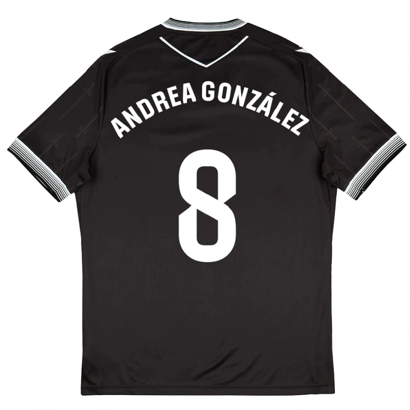 Danxen Barn Andrea González #8 Svart Vit Bortatröja Matchtröjor 2025/26 Tröjor T-Tröja