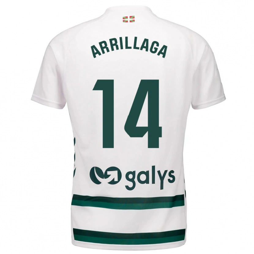 Danxen Barn Hodei Arrillaga #14 Vit Grön Bortatröja Matchtröjor 2025/26 Tröjor T-Tröja