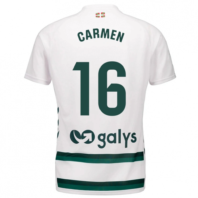 Danxen Barn Carmen Álvarez Sánchez #16 Vit Grön Bortatröja Matchtröjor 2025/26 Tröjor T-Tröja