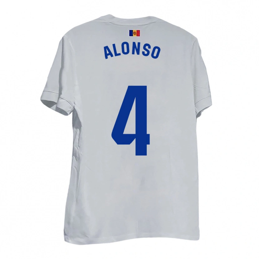 Danxen Barn Gael Alonso #4 Vitt Blått Gult Bortatröja Matchtröjor 2025/26 Tröjor T-Tröja