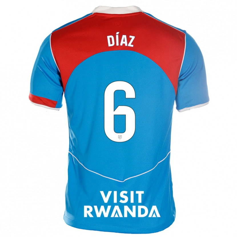 Danxen Barn Javier Díaz #6 Blå Vit Tredjesatsen Matchtröjor 2025/26 Tröjor T-Tröja