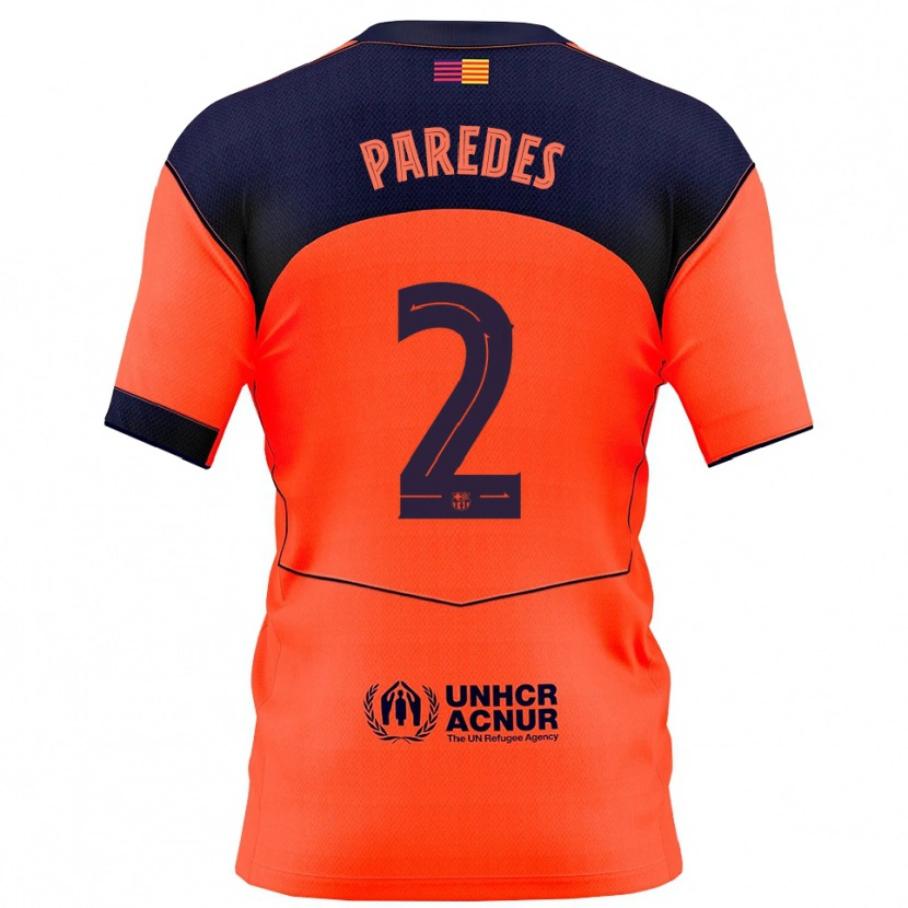 Danxen Barn Irene Paredes #2 Orange Marinblå Tredjesatsen Matchtröjor 2025/26 Tröjor T-Tröja