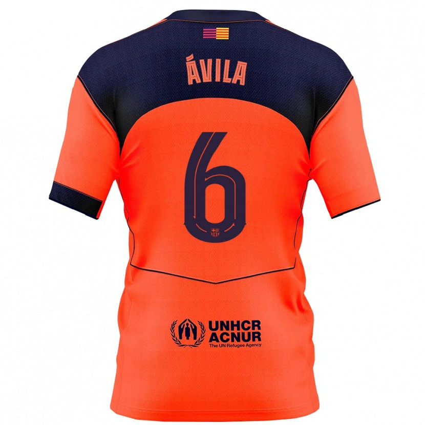 Danxen Barn Dani Ávila #6 Orange Marinblå Tredjesatsen Matchtröjor 2025/26 Tröjor T-Tröja