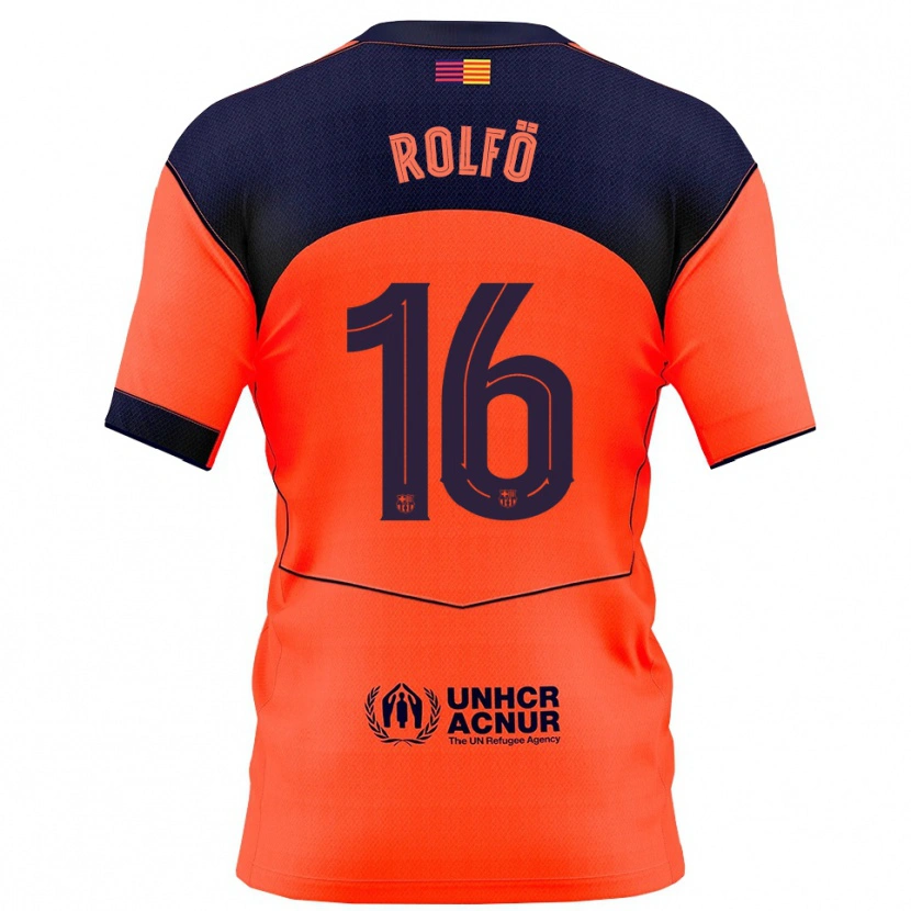 Danxen Barn Fridolina Rolfo #16 Orange Marinblå Tredjesatsen Matchtröjor 2025/26 Tröjor T-Tröja