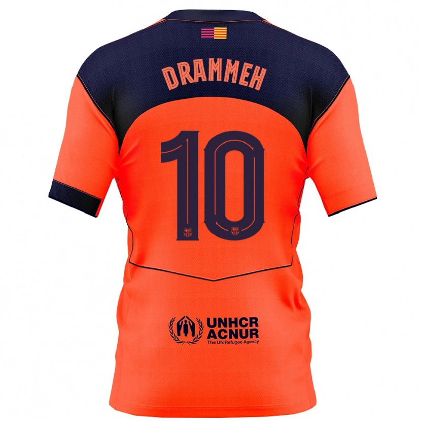 Danxen Barn Alieu Drammeh #10 Orange Marinblå Tredjesatsen Matchtröjor 2025/26 Tröjor T-Tröja