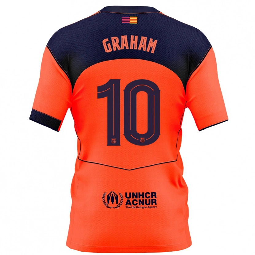 Danxen Barn Caroline Graham Hansen #10 Orange Marinblå Tredjesatsen Matchtröjor 2025/26 Tröjor T-Tröja