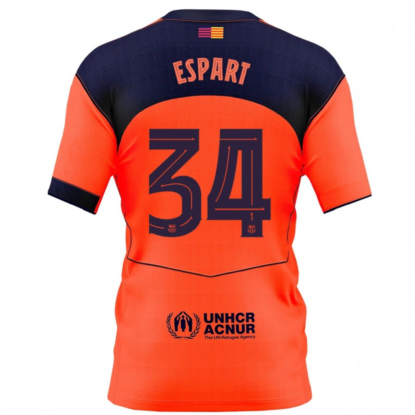 Danxen Barn Xavi Espart #34 Orange Marinblå Tredjesatsen Matchtröjor 2025/26 Tröjor T-Tröja