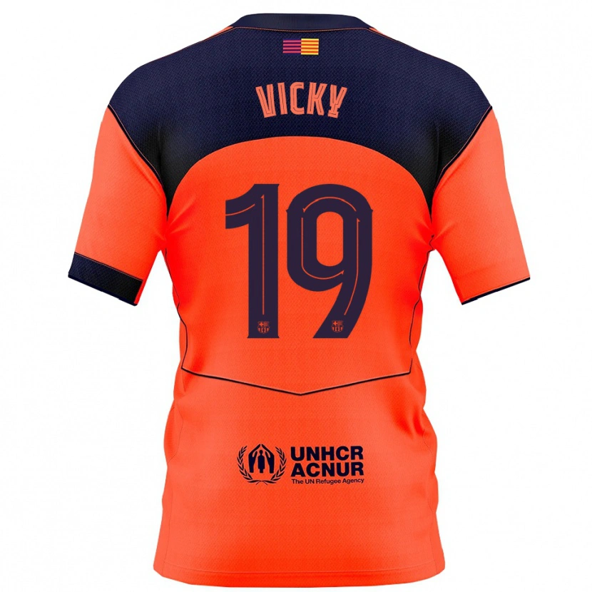 Danxen Barn Vicky López #19 Orange Marinblå Tredjesatsen Matchtröjor 2025/26 Tröjor T-Tröja