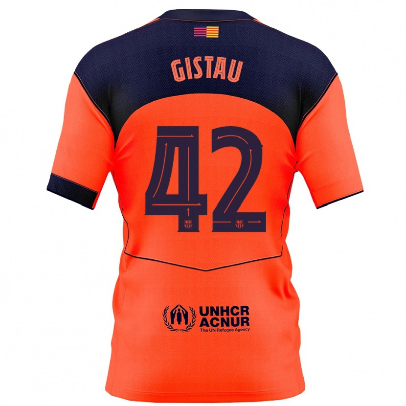 Danxen Barn Òscar Gistau #42 Orange Marinblå Tredjesatsen Matchtröjor 2025/26 Tröjor T-Tröja