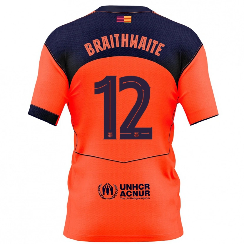 Danxen Barn Martin Braithwaite #12 Orange Marinblå Tredjesatsen Matchtröjor 2025/26 Tröjor T-Tröja