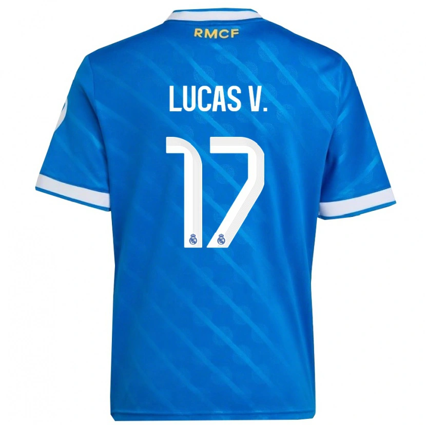 Danxen Barn Lucas Vazquez #17 Blå Vit Tredjesatsen Matchtröjor 2025/26 Tröjor T-Tröja